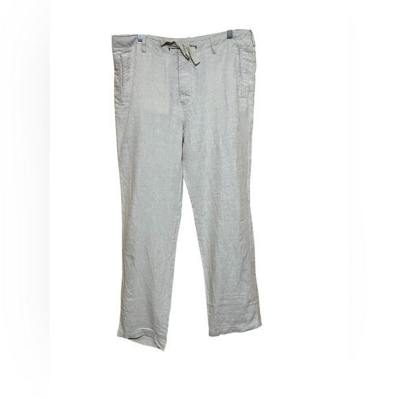 Perry Ellis Men’s Cream Colored Button Fly 100% Linen Pants.  34 X 30. - Picture 1 of 8